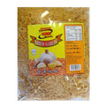 A 500g bag of Kambow Brand Fried Garlic, showing the golden-brown fried garlic pieces inside a clear plastic bag with a yellow and orange label.
