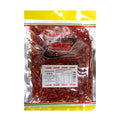 A clear plastic bag of sliced red chili peppers with a yellow top and bottom border, featuring the Kambow brand logo and a white product label in the center.