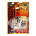 A package of Chinese herbal chicken soup ingredients, featuring a red and orange bag with Chinese text and a clear window showing the dried white ingredients inside.