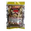 A clear plastic stand-up pouch with a yellow top and bottom border, containing dried licorice roots. The pouch has a prominent red and black Kambow brand logo and a white product label showing the text 'Dried Licorice (Glycyrrhiza glabra)'.