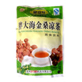 A package of Chinese herbal tea labeled '邢嵐酸花菌込菌莊' with a green and cream design, showing a cup of tea and dried fruits on the front, photographed against a plain white background.
