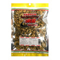 A package of Kambow Chrysanthemum petals in a clear plastic bag with a yellow header and a white product label, showing the dried flowers inside.