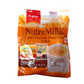 A bag of NutreMilk 4in1 Cereal with Brown Rice, featuring orange and white packaging with a red 'Super' logo, a cup of prepared cereal, and two smaller product pack shots on a white background.