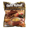 Gold Roast Instant Nutritious Cereal Mix in Chocolate Flavour, in a gold and brown bag with a cup of cereal and chocolate bar graphics.