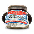 A glass jar of Tianjin Preserved Vegetable (Tianjin Dongca) with a white, blue, and red label, shown on a plain white background.