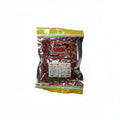 A clear plastic bag of Kam Bow KB Wholesaler Chili Rings, showing the red chili peppers and yellow seeds inside, with a white nutrition label on the front.