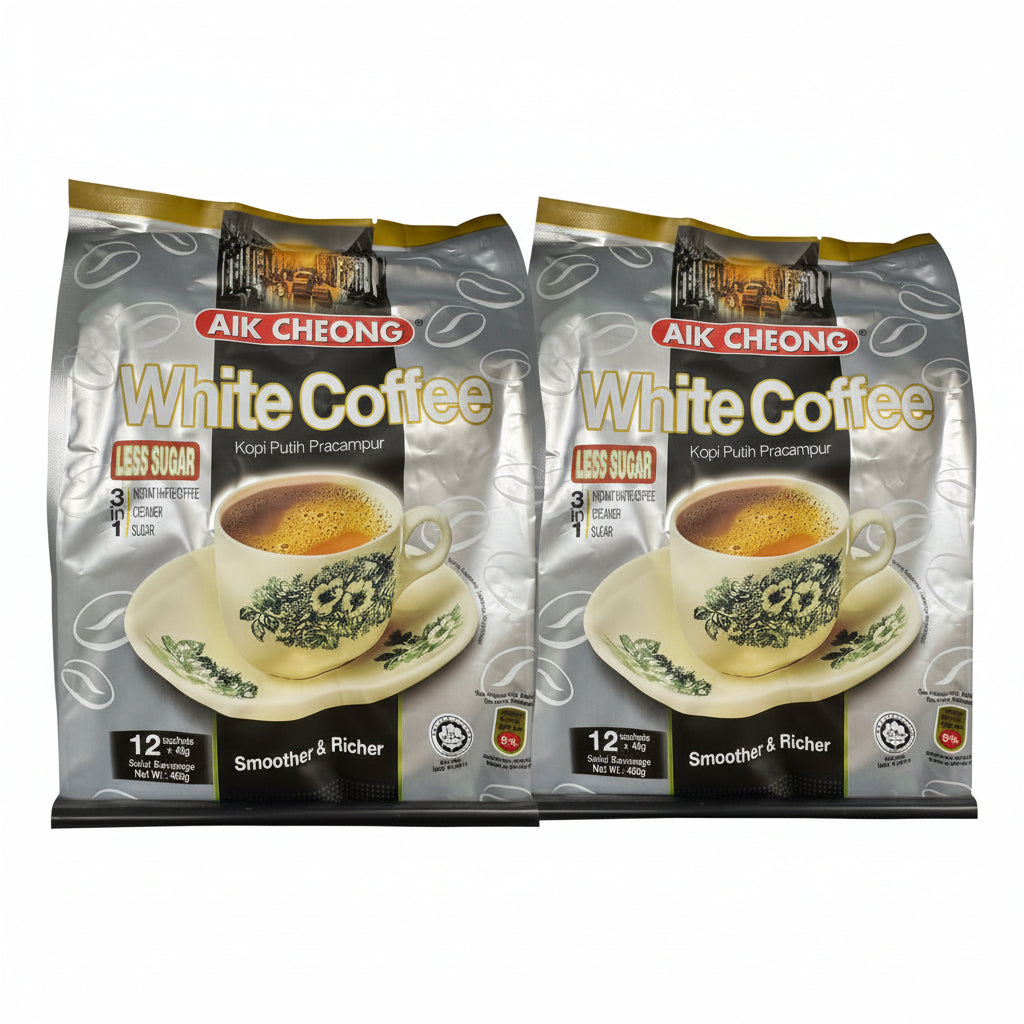 2 x Aik Cheong White Coffee 3 in 1 Less Sugar Malaysia Instant Coffee